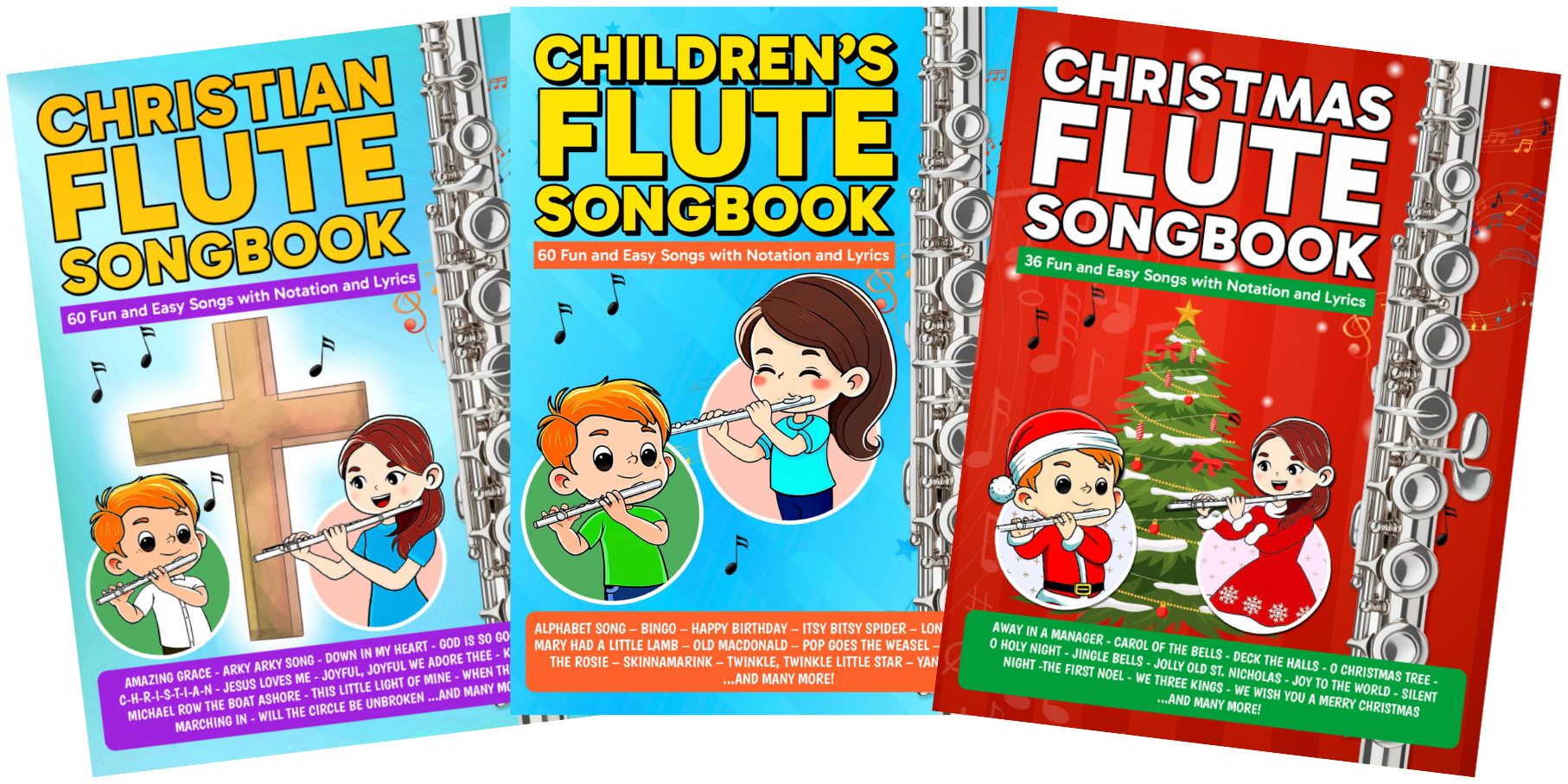 Flute Songbook Bundle PDF — Children’s, Christian, and Christmas Easy Beginner Flute Books