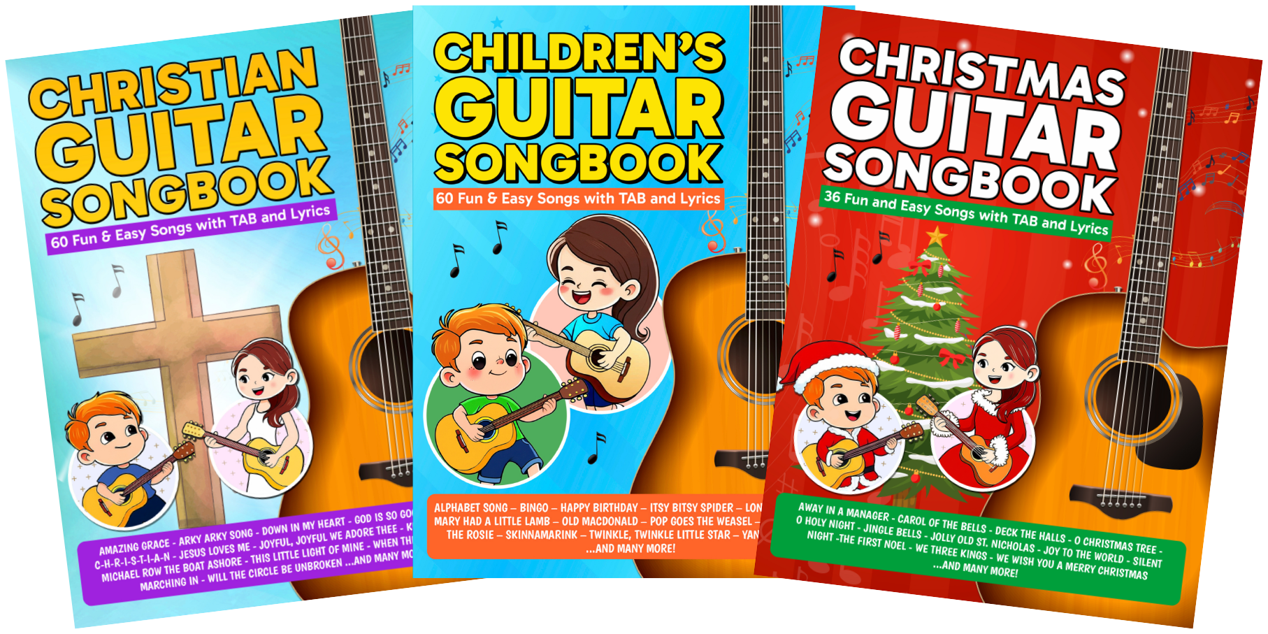 Guitar Songbook Bundle PDF — Children’s, Christian, and Christmas Easy Beginner Guitar Books