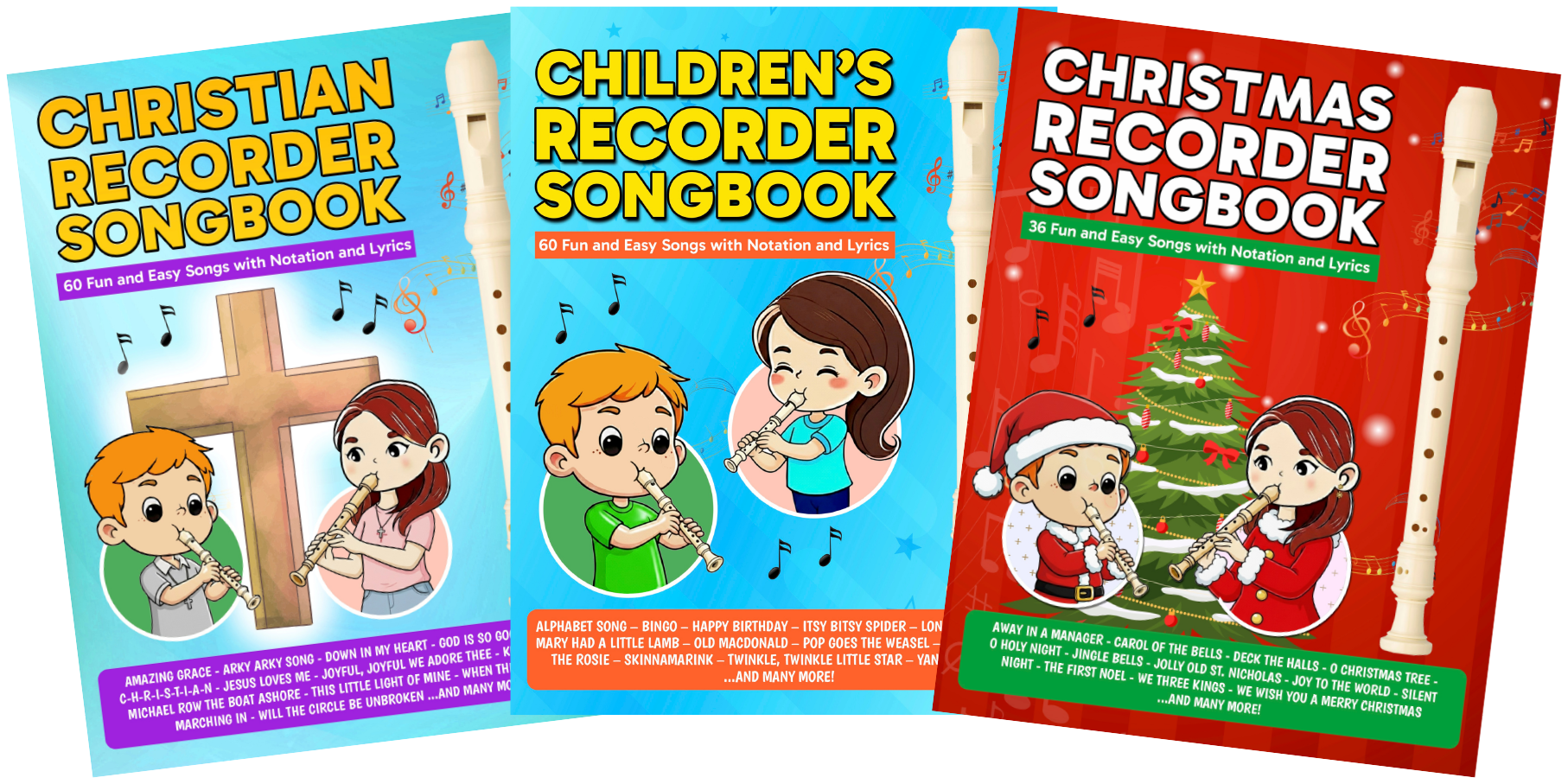 Recorder Songbook Bundle PDF — Children’s, Christian, and Christmas Easy Beginner Recorder Books