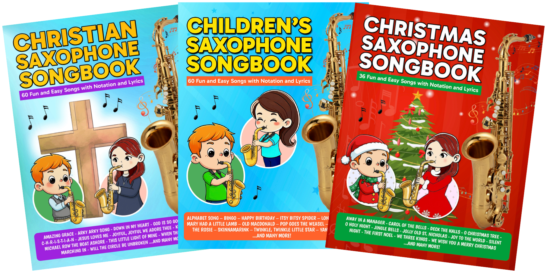 Saxophone Songbook Bundle PDF — Children’s, Christian, and Christmas Easy Beginner Saxophone Books