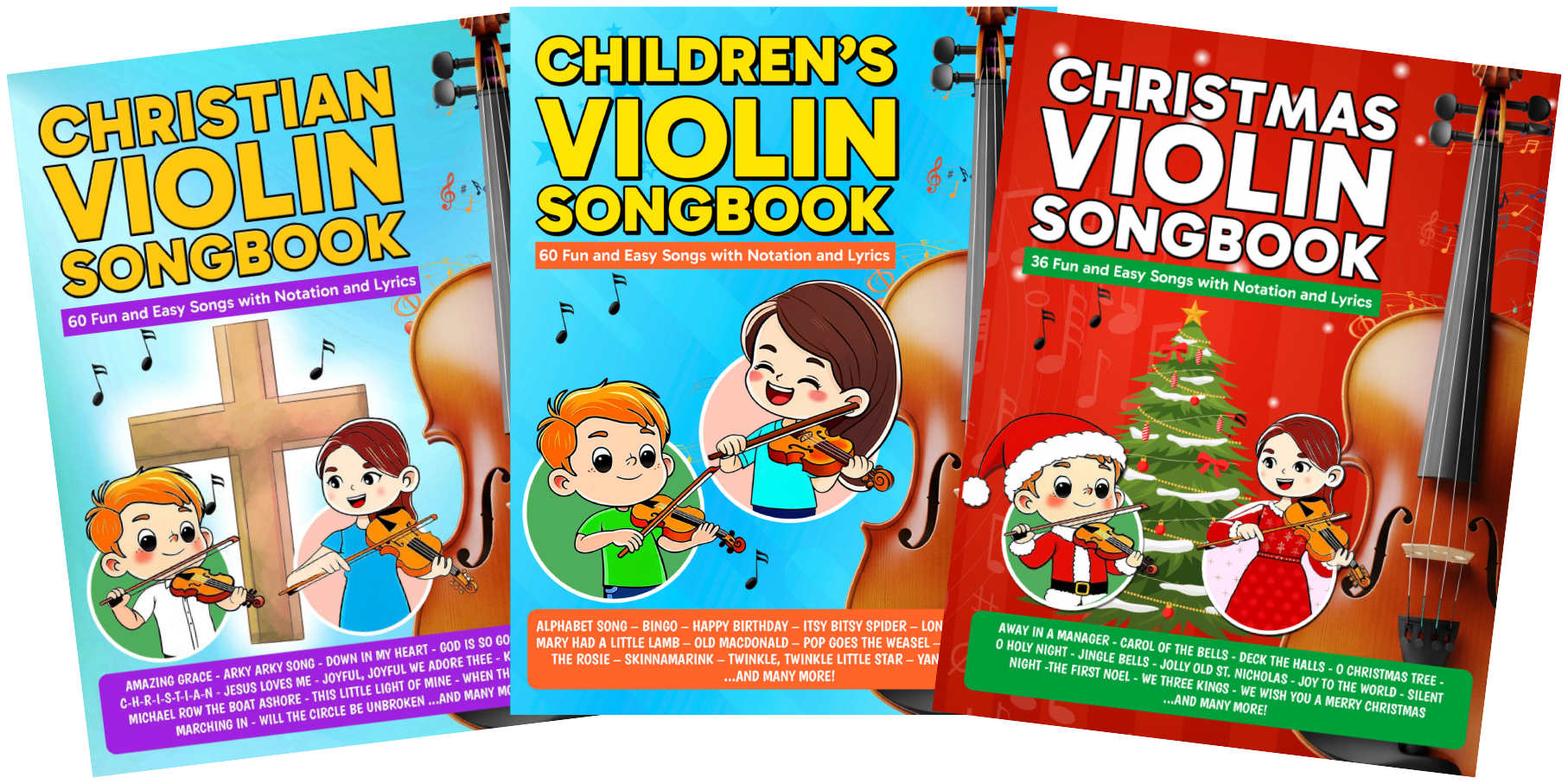 Violin Songbook Bundle PDF — Children’s, Christian, and Christmas Easy Beginner Violin Books